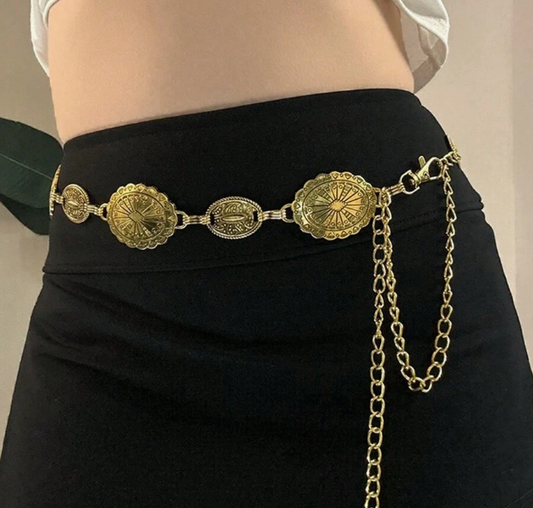 1 pièce Chaîne de taille bohème pour femmes, une ceinture rétro avec une texture de haute qualité